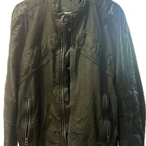 Diesel Men's Green Leather Jacket